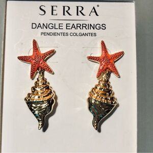 🔥$9🔥NEW SERRA Premium Coastal Jewelry Dangle Earrings Starfish Sea Shell 1 Pair